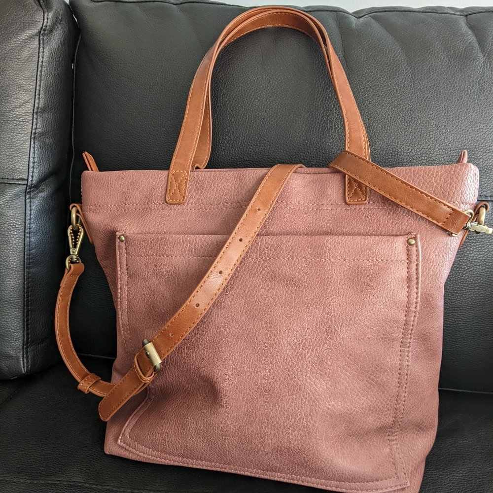 Vegan mauve convertible tote